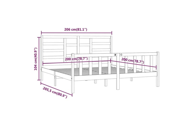 beBasic Sengeramme honningbrun heltre furu 200x200 cm - Brun - Møbler - Senger - Sengeramme & sengestamme