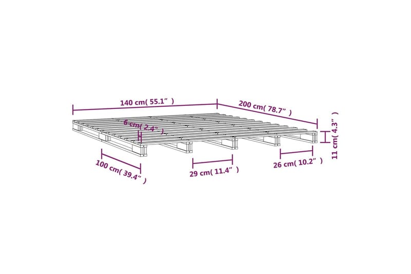 beBasic Sengeramme hvit 140x200 cm heltre furu - Hvit - Møbler - Senger - Sengeramme & sengestamme