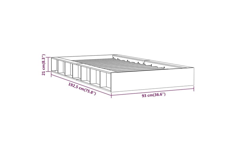 beBasic Sengeramme hvit 75x190 cm 2FT6 Small Single heltre - Hvit - Møbler - Senger - Sengeramme & sengestamme