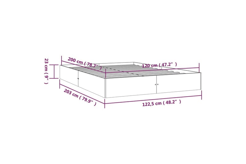 beBasic Sengeramme hvit heltre 120x200 cm - Hvit - Møbler - Senger - Sengeramme & sengestamme