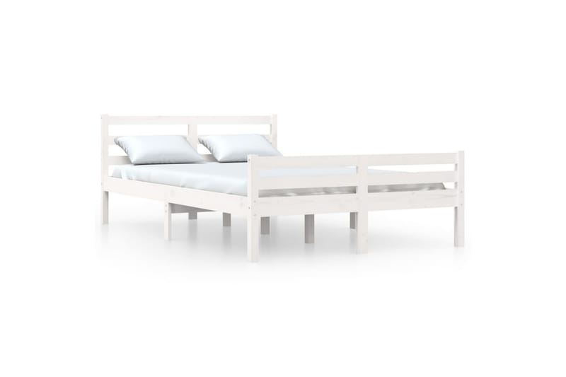 beBasic Sengeramme hvit heltre 135x190 cm 4FT6 Double - Hvit - Møbler - Senger - Sengeramme & sengestamme