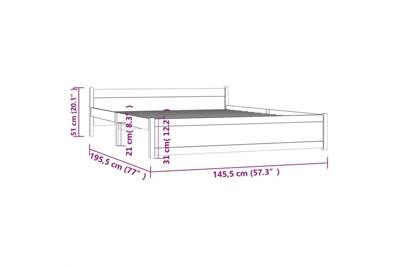 beBasic Sengeramme hvit heltre 140x190 cm - Hvit - Møbler - Senger - Sengeramme & sengestamme