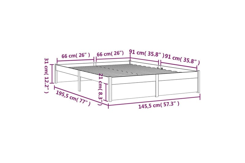 beBasic Sengeramme hvit heltre 140x190 cm - Hvit - Møbler - Senger - Sengeramme & sengestamme