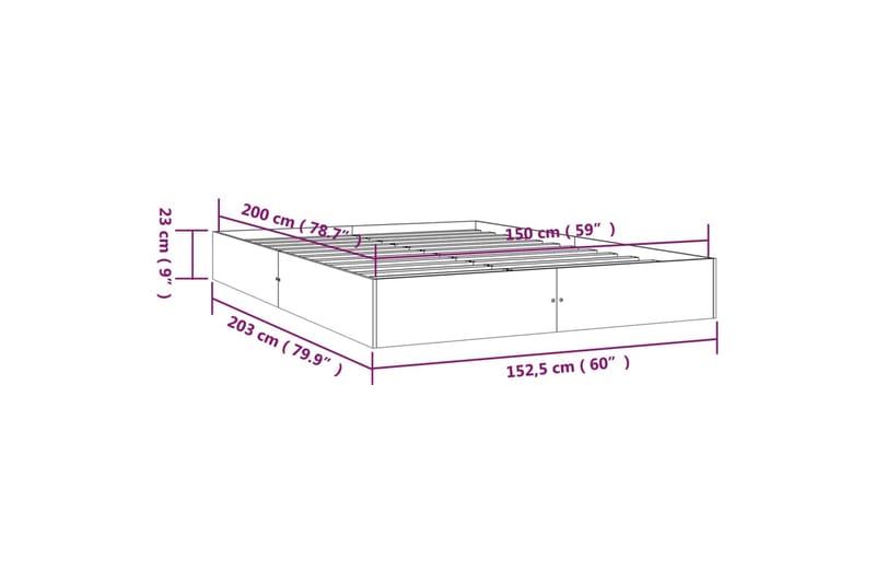 beBasic Sengeramme hvit heltre 150x200 cm 5FT King Size - Hvit - Møbler - Senger - Sengeramme & sengestamme