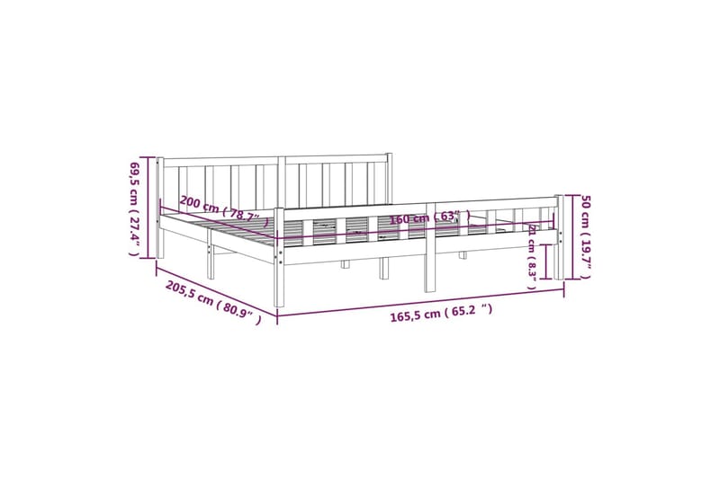 beBasic Sengeramme hvit heltre 160x200 cm - Hvit - Møbler - Senger - Sengeramme & sengestamme