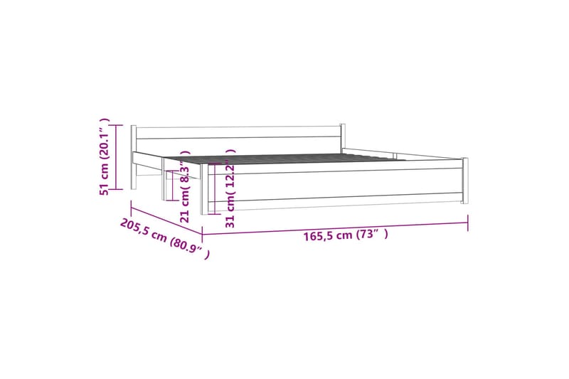 beBasic Sengeramme hvit heltre 160x200 cm - Hvit - Møbler - Senger - Sengeramme & sengestamme