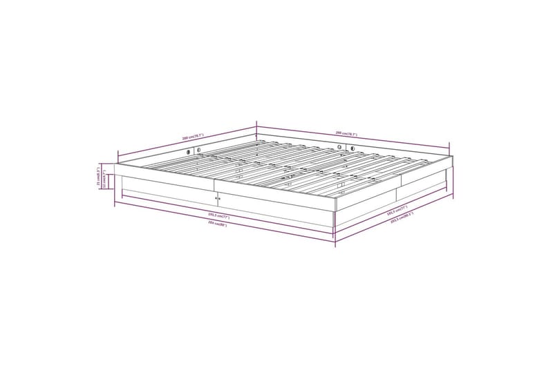 beBasic Sengeramme hvit heltre 200x200 cm - Hvit - Møbler - Senger - Sengeramme & sengestamme