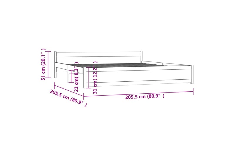 beBasic Sengeramme hvit heltre 200x200 cm - Hvit - Møbler - Senger - Sengeramme & sengestamme