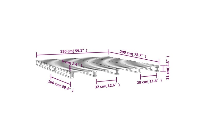 beBasic Sengeramme hvit heltre furu 150x200 cm 5FT King Size - Hvit - Møbler - Senger - Sengeramme & sengestamme