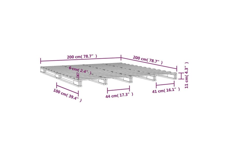 beBasic Sengeramme hvit heltre furu 200x200 cm - Hvit - Møbler - Senger - Sengeramme & sengestamme