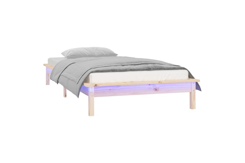 beBasic Sengeramme med LED 100x200 cm heltre - Brun - Møbler - Senger - Sengeramme & sengestamme