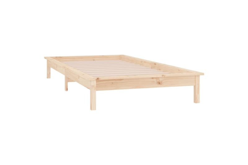 beBasic Sengeramme med LED 100x200 cm heltre - Brun - Møbler - Senger - Sengeramme & sengestamme