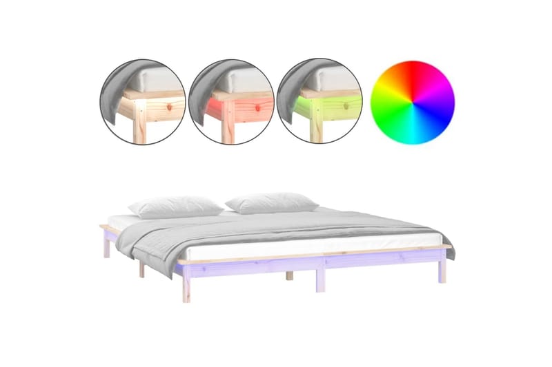 beBasic Sengeramme med LED 120x190 cm 4FT Small Double heltre - Brun - Møbler - Senger - Sengeramme & sengestamme