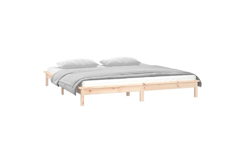 beBasic Sengeramme med LED 120x190 cm 4FT Small Double heltre - Brun - Møbler - Senger - Sengeramme & sengestamme