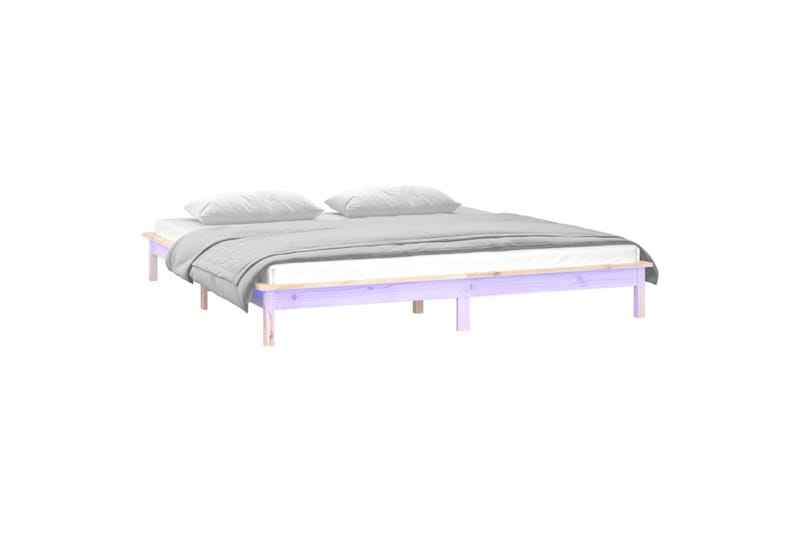 beBasic Sengeramme med LED 200x200 cm heltre - Brun - Møbler - Senger - Sengeramme & sengestamme