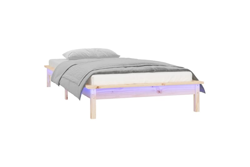 beBasic Sengeramme med LED 90x200 cm heltre - Brun - Møbler - Senger - Sengeramme & sengestamme