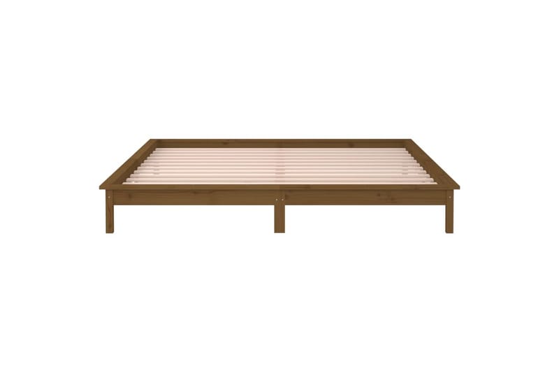 beBasic Sengeramme med LED honningbrun 120x200 cm heltre - Brun - Møbler - Senger - Sengeramme & sengestamme