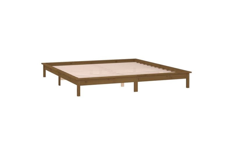 beBasic Sengeramme med LED honningbrun 140x190 cm heltre - Brun - Møbler - Senger - Sengeramme & sengestamme