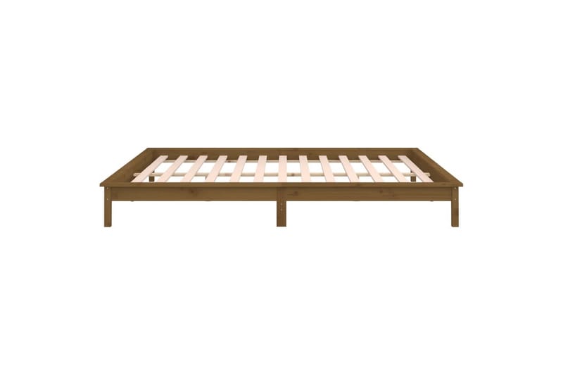 beBasic Sengeramme med LED honningbrun 140x190 cm heltre - Brun - Møbler - Senger - Sengeramme & sengestamme