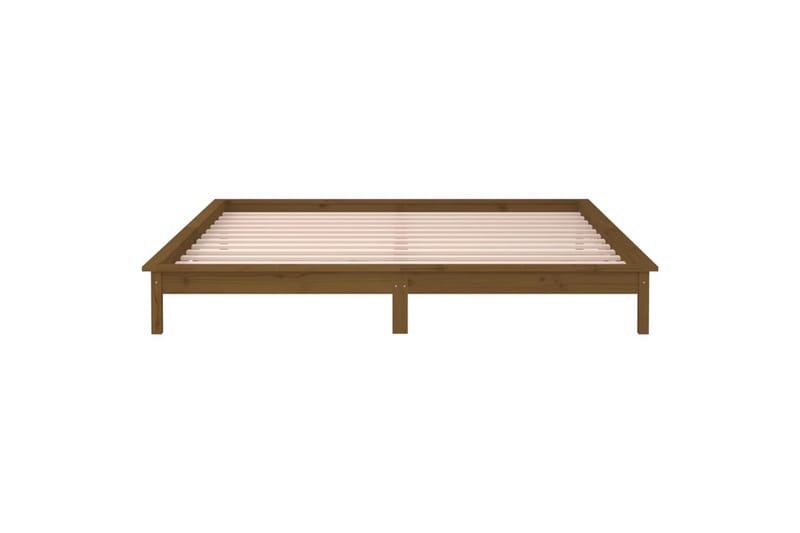 beBasic Sengeramme med LED honningbrun 140x190 cm heltre - Brun - Møbler - Senger - Sengeramme & sengestamme