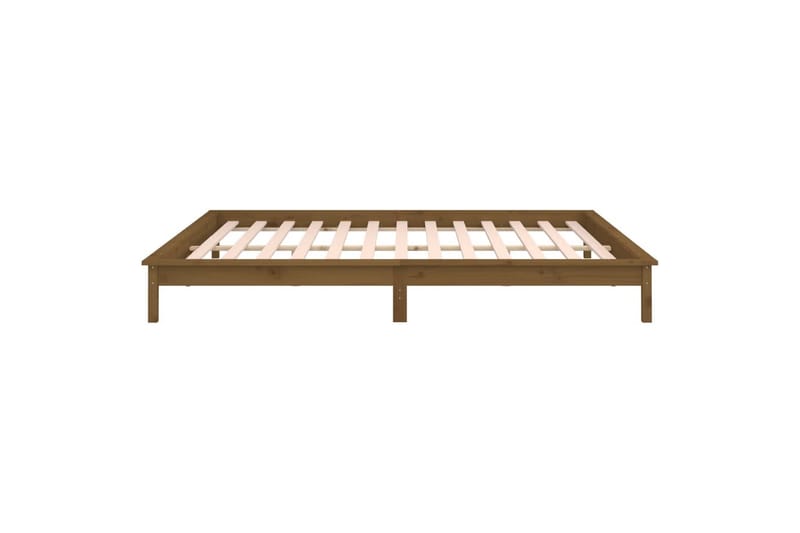 beBasic Sengeramme med LED honningbrun 140x200 cm heltre - Brun - Møbler - Senger - Sengeramme & sengestamme