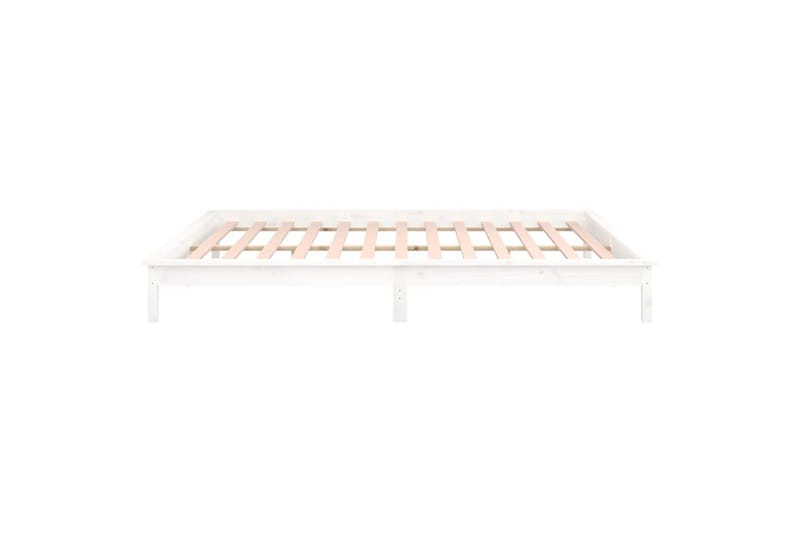 beBasic Sengeramme med LED hvit 160x200 cm heltre - Hvit - Møbler - Senger - Sengeramme & sengestamme