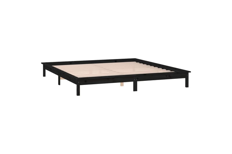 beBasic Sengeramme med LED svart 120x200 cm heltre - Svart - Møbler - Senger - Sengeramme & sengestamme