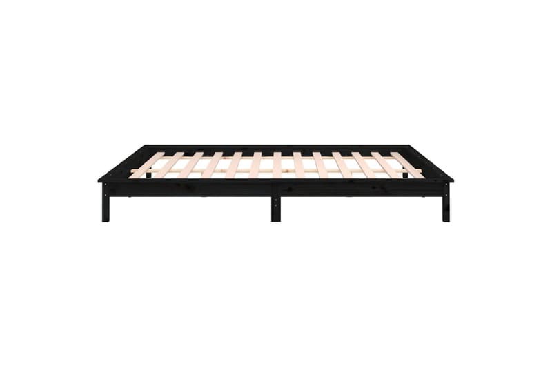 beBasic Sengeramme med LED svart 140x190 cm heltre - Svart - Møbler - Senger - Sengeramme & sengestamme