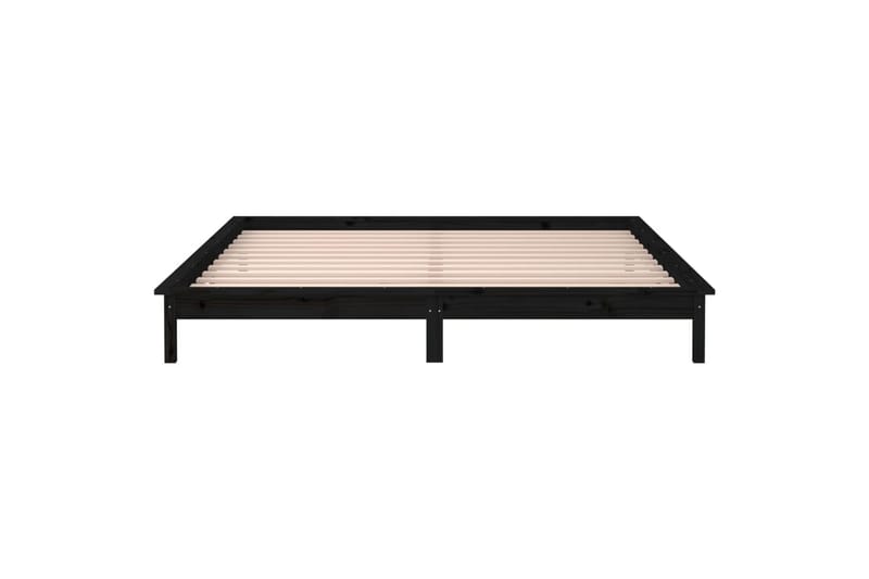 beBasic Sengeramme med LED svart 160x200 cm heltre - Svart - Møbler - Senger - Sengeramme & sengestamme