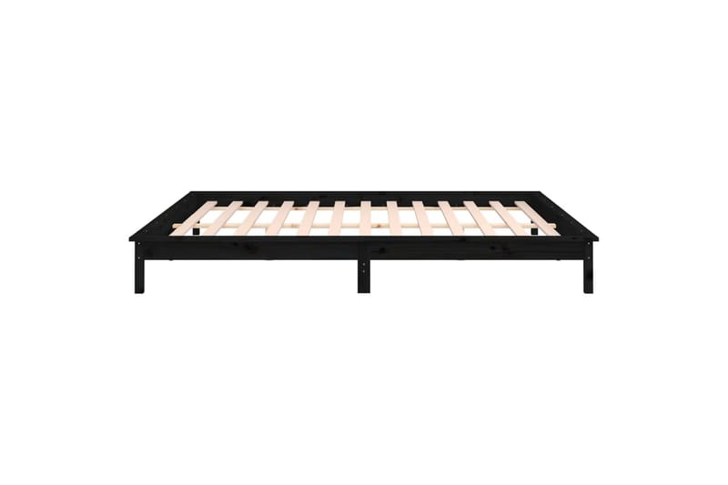 beBasic Sengeramme med LED svart 200x200 cm heltre - Svart - Møbler - Senger - Sengeramme & sengestamme