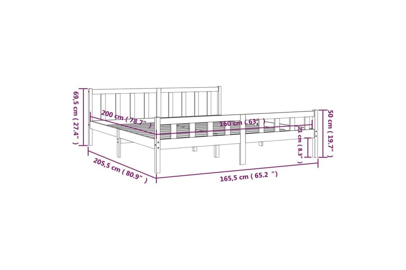 beBasic Sengeramme svart heltre 160x200 cm - Svart - Møbler - Senger - Sengeramme & sengestamme