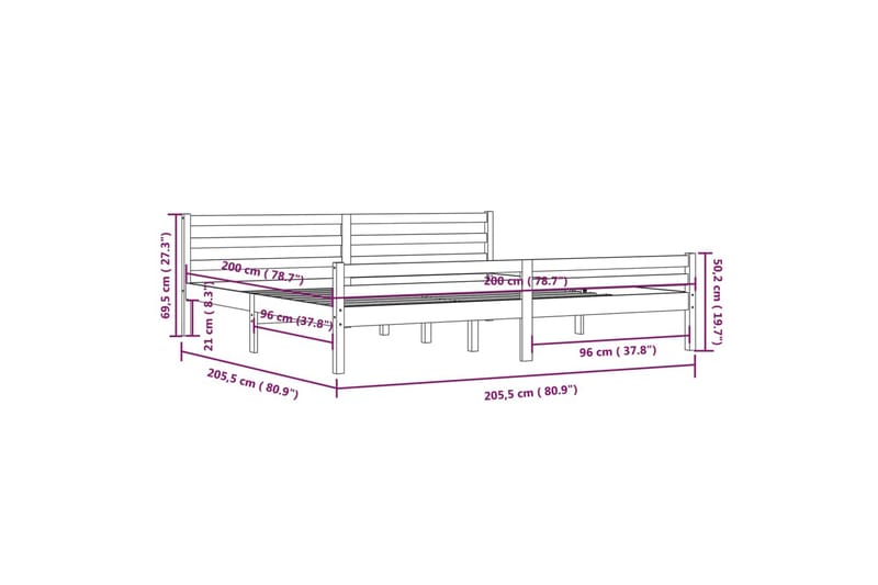 beBasic Sengeramme svart heltre 200x200 cm - Svart - Møbler - Senger - Sengeramme & sengestamme