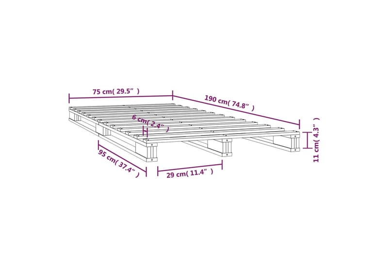 beBasic Sengeramme svart heltre 75x190 cm 2FT6 Small Single - Svart - Møbler - Senger - Sengeramme & sengestamme