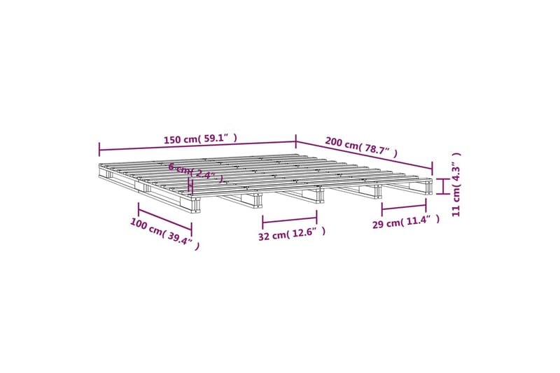 beBasic Sengeramme svart heltre furu 150x200 cm 5FT King Size - Svart - Møbler - Senger - Sengeramme & sengestamme