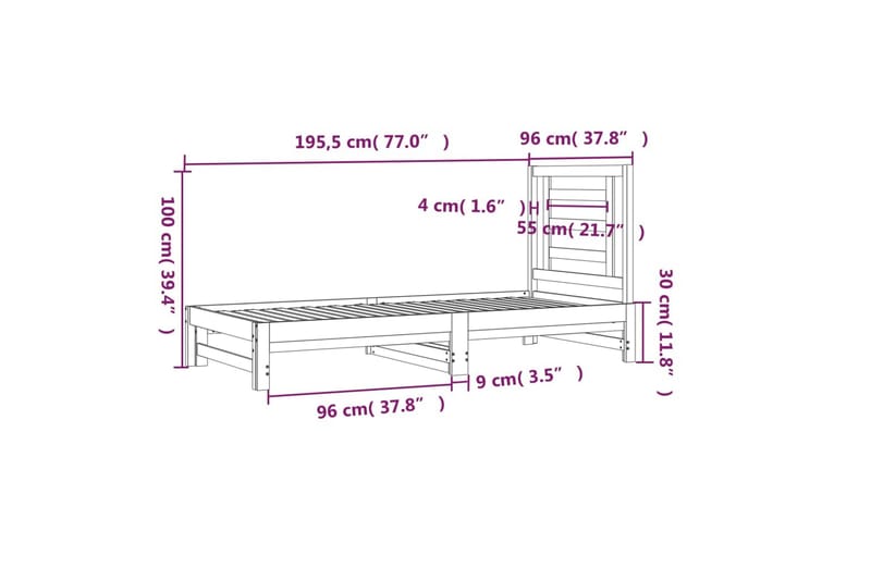 beBasic Uttrekkbar dagseng 2x(90x190) cm heltre furu - Brun - Møbler - Senger - Sengeramme & sengestamme