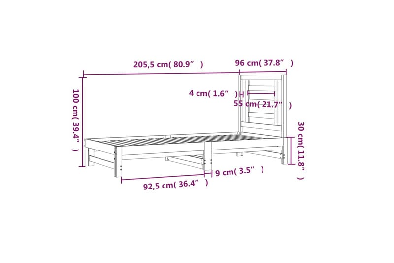 beBasic Uttrekkbar dagseng grå 2x(90x200) cm heltre furu - GrÃ¥ - Møbler - Senger - Sengeramme & sengestamme