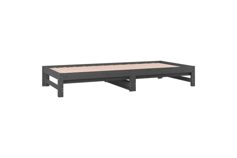 beBasic Uttrekkbar dagseng grå 2x(90x200) cm heltre furu - GrÃ¥ - Møbler - Senger - Sengeramme & sengestamme