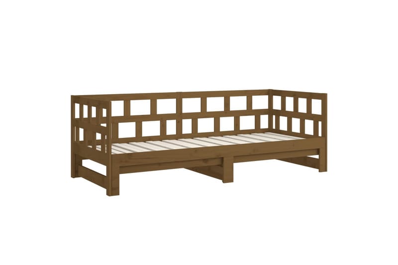 beBasic Uttrekkbar dagseng honningbrun heltre furu 2x(90x200) cm - Brun - Møbler - Senger - Sengeramme & sengestamme