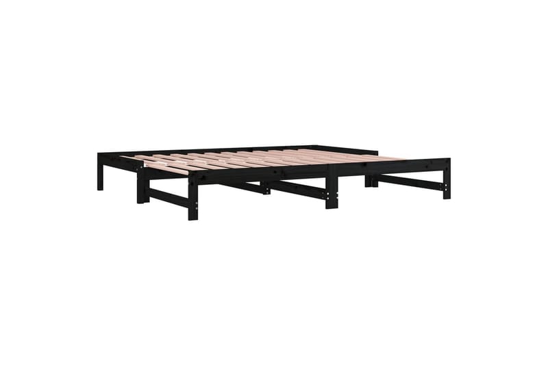 beBasic Uttrekkbar dagseng svart 2x(80x200) cm heltre furu - Svart - Møbler - Senger - Sengeramme & sengestamme