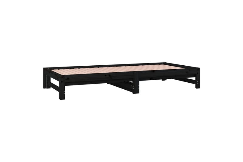 beBasic Uttrekkbar dagseng svart 2x(80x200) cm heltre furu - Svart - Møbler - Senger - Sengeramme & sengestamme