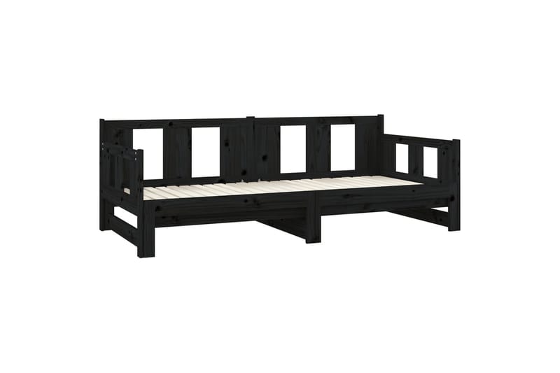 beBasic Uttrekkbar dagseng svart heltre furu 2x(80x200) cm - Svart - Møbler - Sofaer - Dagsenger