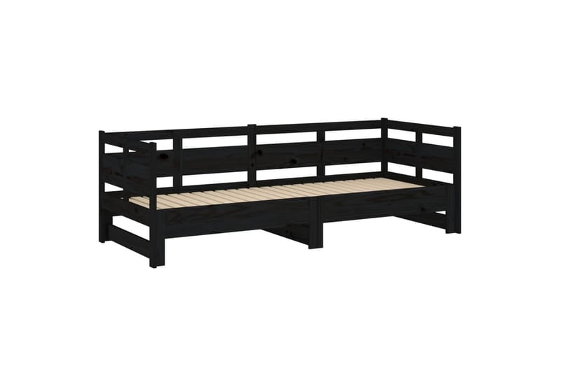 beBasic Uttrekkbar dagseng svart heltre furu 2x(80x200) cm - Svart - Møbler - Senger - Sengeramme & sengestamme