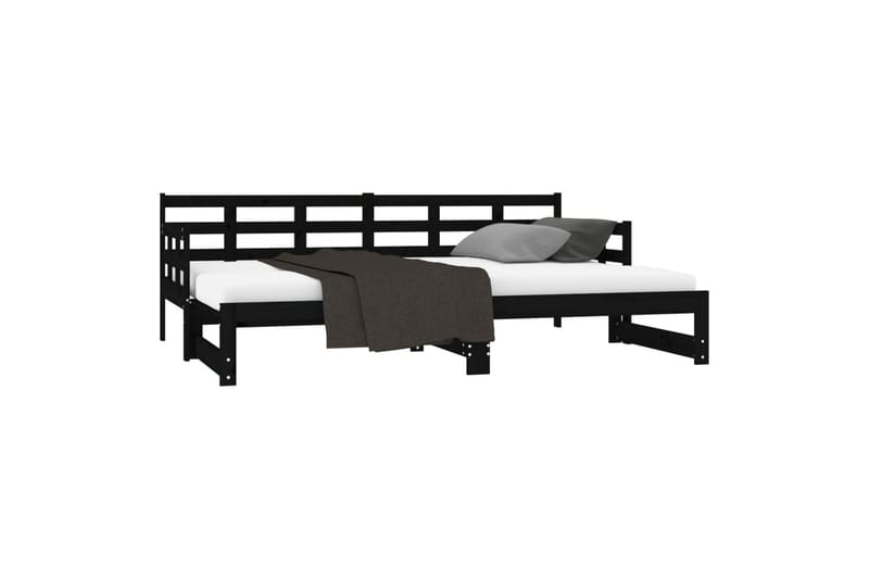 beBasic Uttrekkbar dagseng svart heltre furu 2x(90x200) cm - Svart - Møbler - Senger - Sengeramme & sengestamme