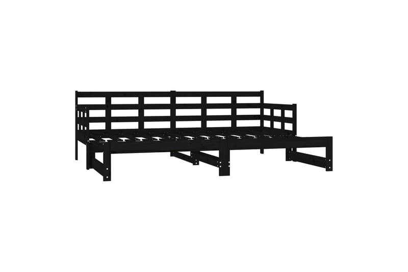 beBasic Uttrekkbar dagseng svart heltre furu 2x(90x200) cm - Svart - Møbler - Senger - Sengeramme & sengestamme