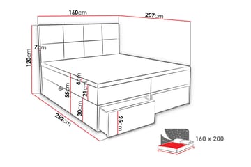 Bodskatan Sengpakke Kontinentalseng 160x200 cm - Mørk grå - Møbler - Senger - Kontinentalsenger