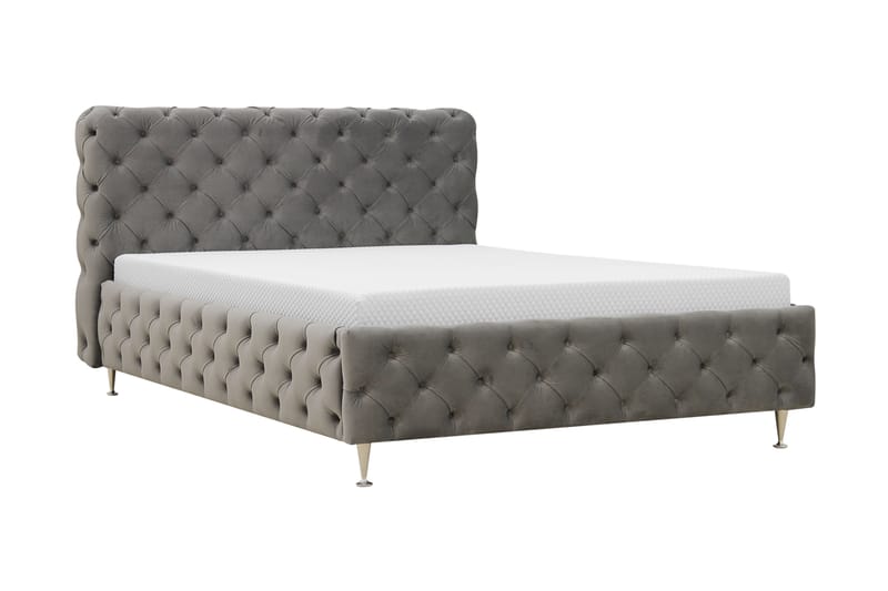 Chesterfield Komplett Sengpakke Sengeramme med Madrass 120x200 cm - Grå - Møbler - Senger - Rammeseng