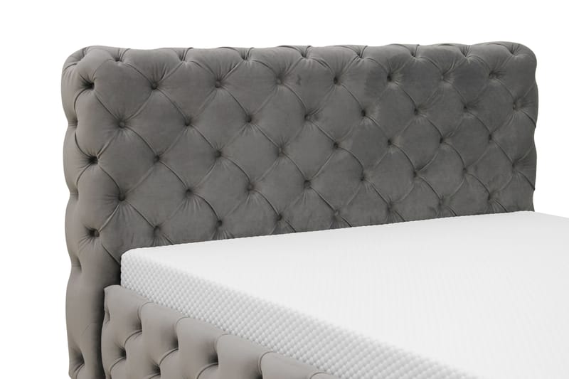 Chesterfield Komplett Sengpakke Sengeramme med Madrass 120x200 cm - Grå - Møbler - Senger - Rammeseng