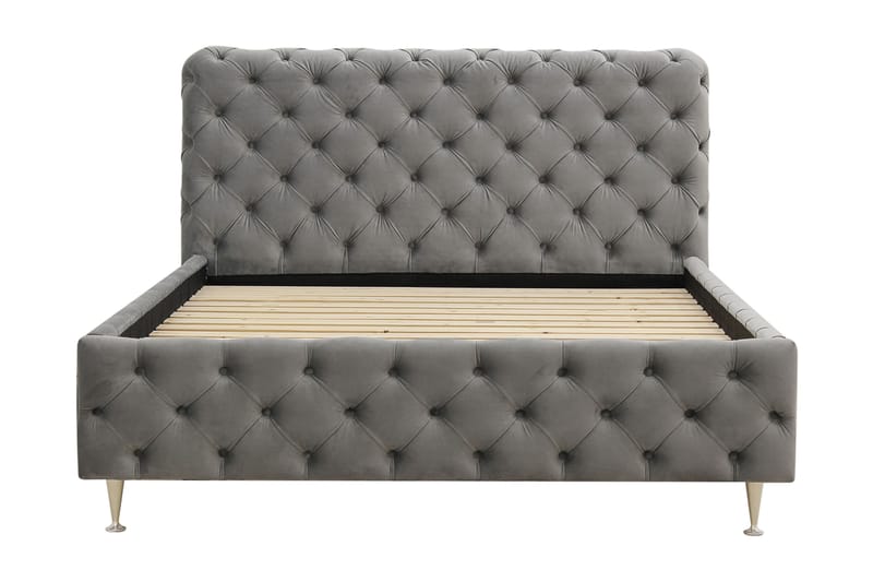 Chesterfield Komplett Sengpakke Sengeramme med Madrass 120x200 cm - Grå - Møbler - Senger - Rammeseng