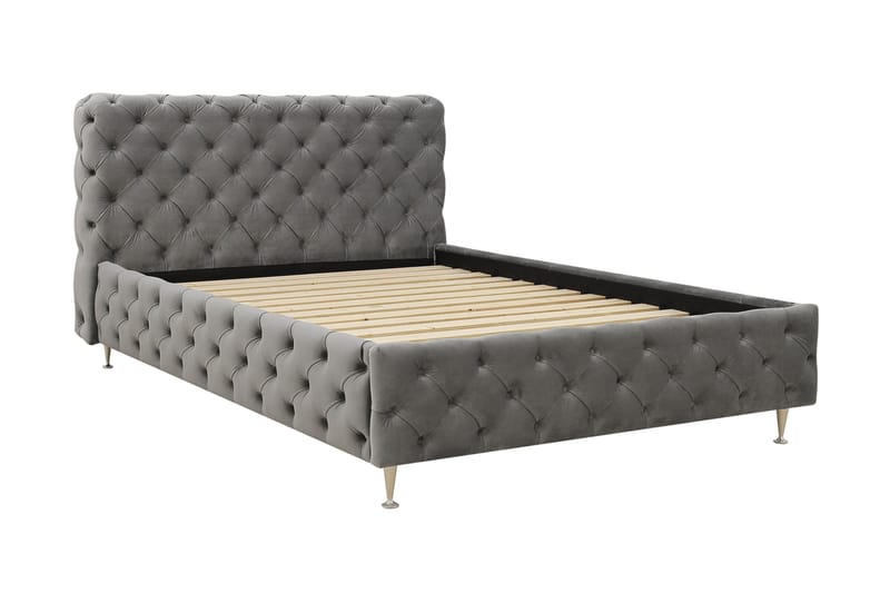 Chesterfield Komplett Sengpakke Sengeramme med Madrass 120x200 cm - Grå - Møbler - Senger - Rammeseng