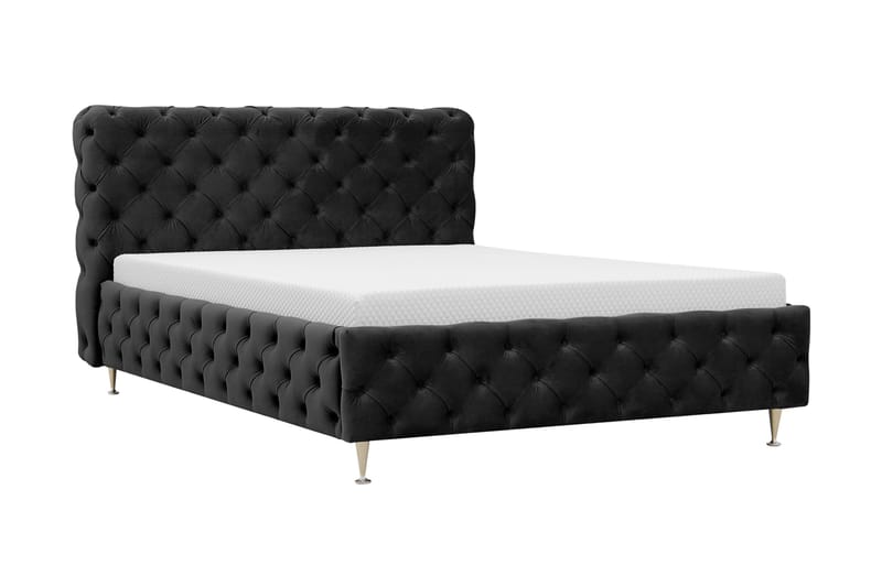 Chesterfield Komplett Sengpakke Sengeramme med Madrass 120x200 cm - Svart - Møbler - Senger - Rammeseng